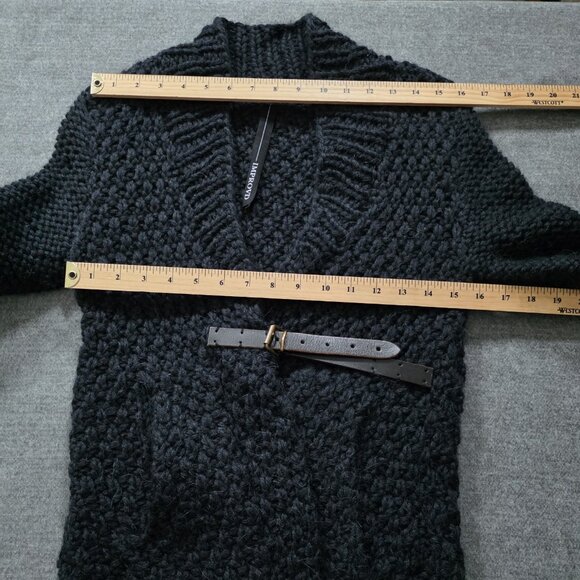 Improvd Cardigan Womens S Black LS Belt Alpaca Blend Chunky Knit Grunge Preppy - Picture 4 of 16
